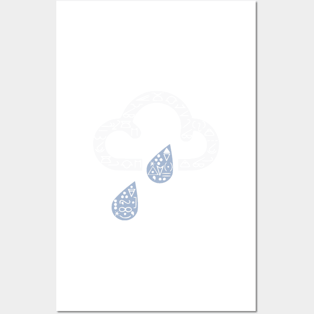 Cloud and rain weather map symbols Wall Art by MorvernDesigns